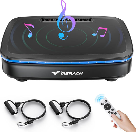 Vibration Plate Exercise Machine, Vibrating Plate Exercise Machine for Women Men, Vibration Plate with 2 Tension Ropes LED Display, Workout Equipment for Home