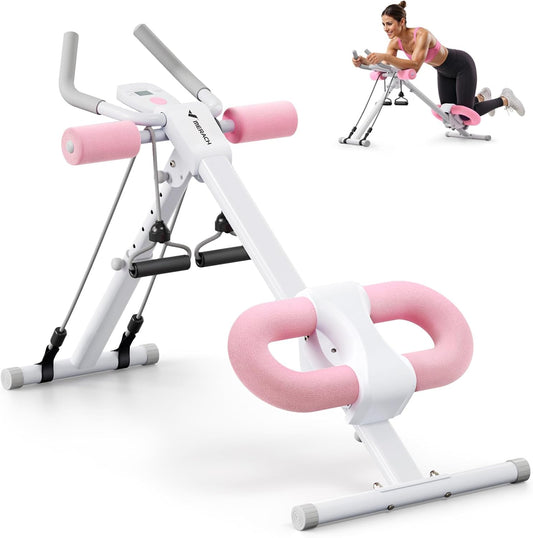 Ab Machine, Ab Workout Equipment, Adjustable Ab Trainer Machine for Abs Workout at Home Gym, Foldable, Knee Protection, Abdominal Trainer for Stomach Workout